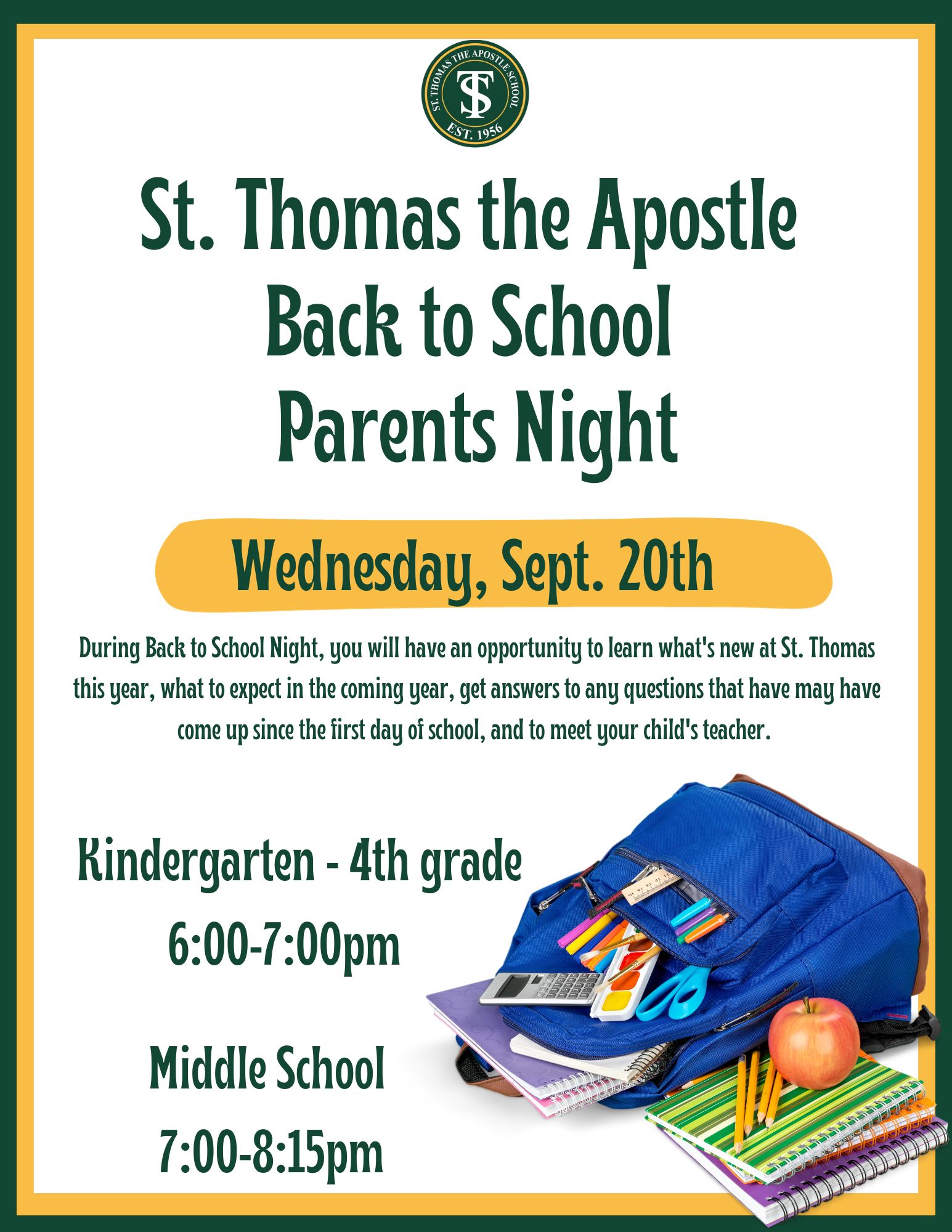 K - 8 Back to School Night for Parents